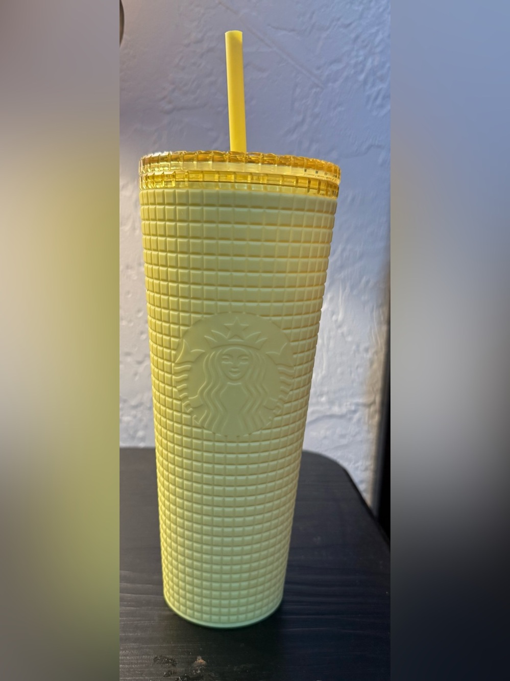 NWT Starbucks Pale Yellow Grid Tumbler